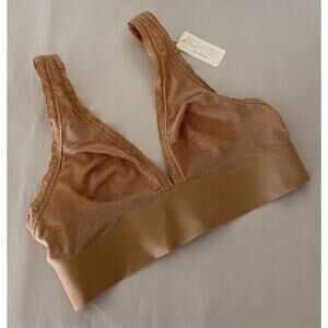 Nude SMOOTHEZ by Aerie Lace Plunge Wirefree Bralette S